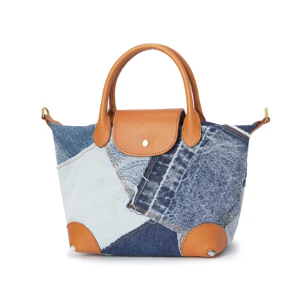 Denim & Italian Lambskin Shoulder Bag