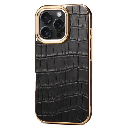 Genuine Crocodile-Embossed Leather Phone Case